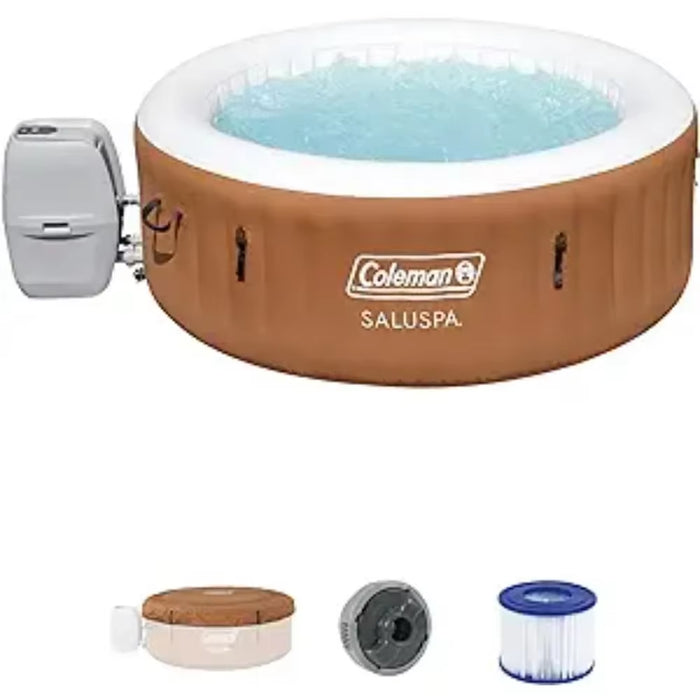 2 to 4 Person Inflatable Hot Tub round Portable Outdoor Spa with 120 Soothing Jets with Cover Swim Pool for the Whole Big Family