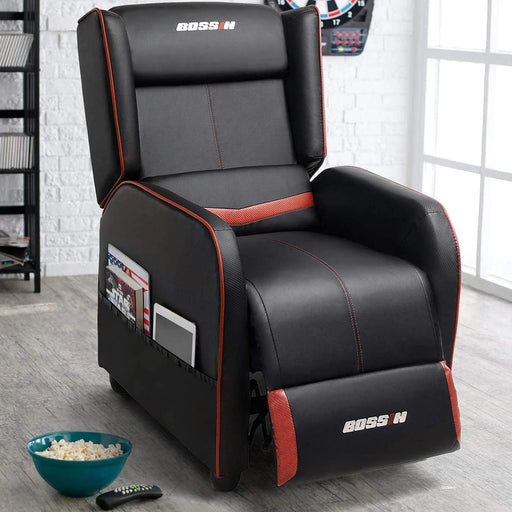 Gaming Recliner Chair for Adults, PU Leather Home Theater Seating Video Game Chairs for Living Room Ergonomic Racing Style Single Movie Gamer Lounge Sofa