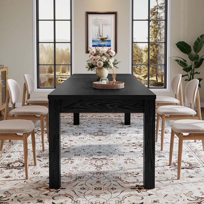 78.7" Large Dining Table for 6 8, Solid Wood Rustic Kitchen Table, Modern Farmhouse Rectangular Dining Desk for Kitchen, Living Room, Black