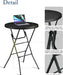 Round Folding Table, 32" Bar Height Tables for Parties and Commercial Events, Portable Plastic Table W/Thick Table Top, Metal Frame, Locking Legs, Indoor Outdoor Accessory, 2 Pack, Black