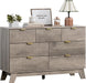 7 Drawer Fluted Dresser for Bedroom, Mid Century Modern Wooden Dresser with 7 Drawers, Dressers & Chests of Drawers with Metal Handle, TV Stand & Storage Organizer for Entryway, Hallway, Grey