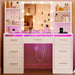 White Makeup Vanity Desk Glass Top IlluminationProLighting