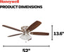 Ceiling Fans Glen Alden, 52 Inch Classic Flush Mount Indoor LED Ceiling Fan with Light, Pull Chain, Quick-2-Hang Dual Finish Blades, Reversible Motor - 50182 (Brushed Nickel)