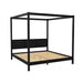 Minimalist Black Wood Frame King Plank Canopy Bed