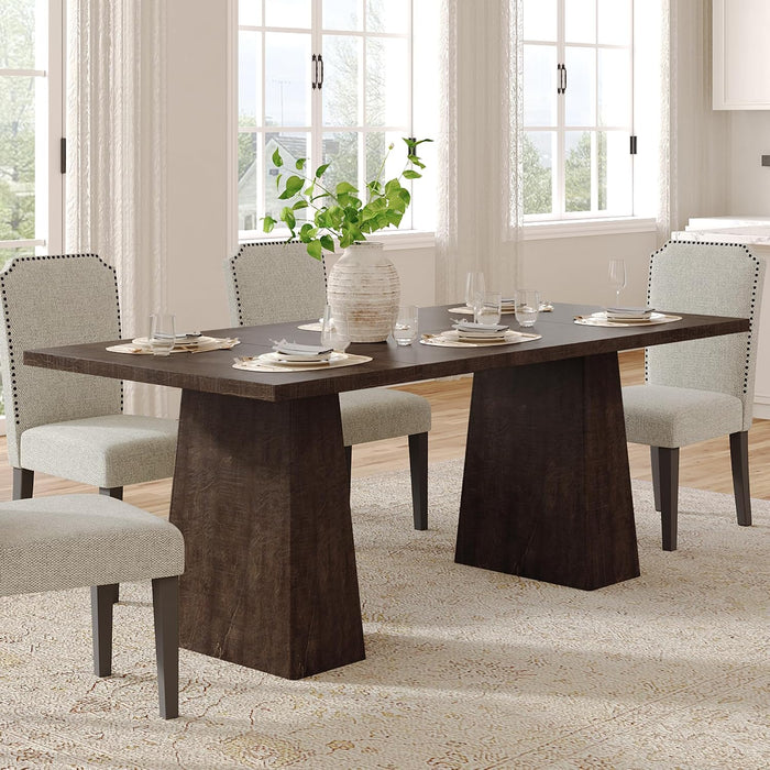 71" Dining Table for 6-8, Rectangle Table with Thick Heavy-Duty Legs | Rectangular Wooden Kitchen Table, Extra Large Desktop, Multi-Purpose Use, Farmhouse, for Living Room, Dining Room, Kitchen