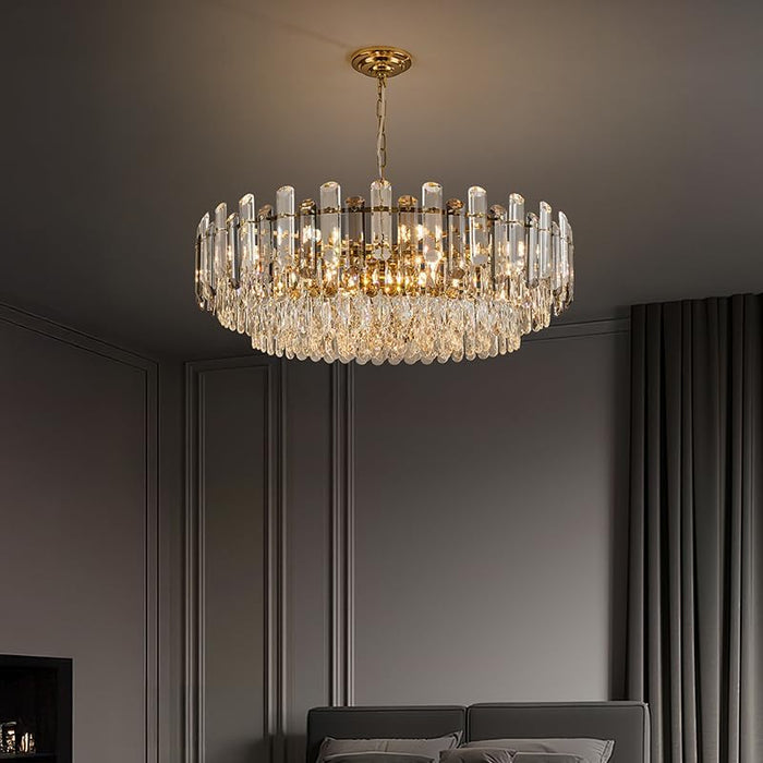 Gold Crystal Chandelier 31.5 Inch Elegant Radiance