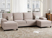 Sectional Sofa Couches for Living Room, U Shaped Sofa Living Room Furniture Sets, 4 Seat U Shaped Sofa Sectional Couch with Chaise, Dark Beige