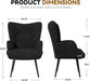 Black Mid Century Velvet Upholstered Wingback Armchair