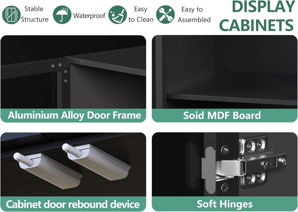 Premium Wooden Display Cabinet Glass Door LEDLight