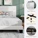 Full Platform Bed Frame with Velvet Upholstered Headboard, Mattress Foundation with Strong Wooden Slats Support, No Box Spring Needed, White