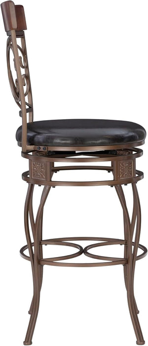 Company Back Scroll  Big and Tall Barstool, Bar Height, Dark Bronze/Brown
