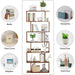 Geometric Bookcase, Bookshelf 6-Tier S Shaped Book Shelves for Bedroom, Modern Wood Decorative Display Shelf Tall Book Case for Home Office, Rustic Brown