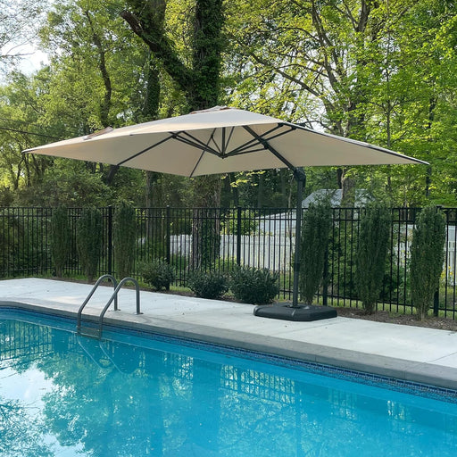 9' X 11.5' Patio Umbrella Outdoor Cantilever Rectangle Umbrella Aluminum Offset Umbrella with 360-Degree Rotation for Garden Deck Pool Patio, Beige