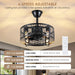 Caged Ceiling Fan with Light, 18 Inch Black Fandelier Ceiling Fans for Kitchen Bedroom Outdoor, Remote Control, Reversible