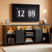 TV Stand for Tvs 80 Inch with LED Lights & Power Outlet, Entertainment Center with Cabinets, Adjustable Shelves and Open Shelves, Modern Media TV Console Living Room, Black
