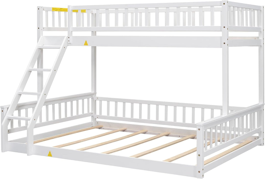 White TwinXLOverQueenSpaceSavingBunkBed WithRails Premium