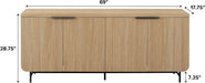 Reema Fluted 4-Door Kitchen Sideboard Buffet Console, 69 Inch, Coastal Oak