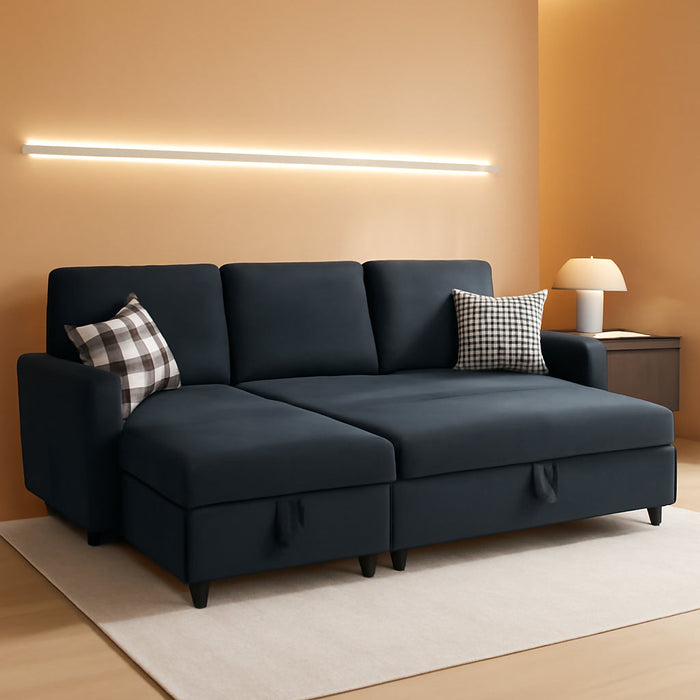 Dark Gray Convertible Sectional Sofa Bed StorageDrawer