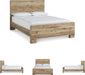 Hyanna Rustic Queen Panel Bed with Metal Slats, Foundation or Box Spring Needed, Light Brown