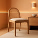 Rattan Dining Chairs Set of 4, Upholstered Linen Dining Room Chairs with Backrests, Modern Kitchen Chairs with Wood Legs for Dining Room, Beige