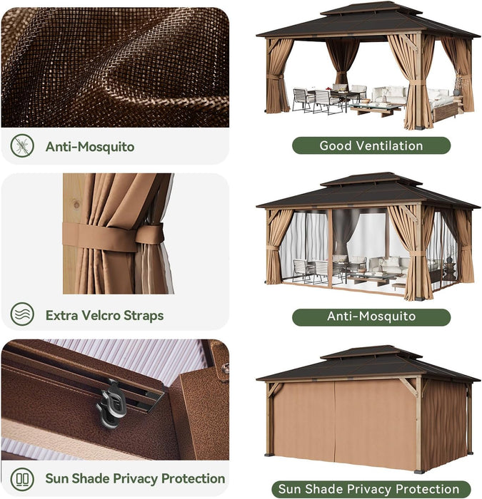 12x16 Weatherproof Cedar Gazebo With Polycarbonate Roof