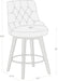 Counter Height Bar Stools, Faux Leather Upholstered Modern Swivel Barstool with Back, Solid Wood Legs, 26" H Seat, White