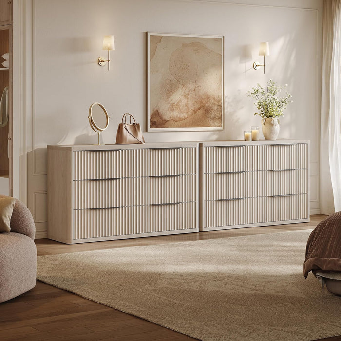 Bedroom Dresser with 6 Deep Wide Large Fluted Drawers for Closet