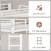 White Metal Bunk Bed TwinOverFull HeavyDuty Railings