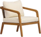 Kai 4 Piece Patio Furniture Set with Slatted Coffee Table, Outdoor Sofa Set with PE Wicker Backrest & Cushions, Acacia Wood Conversation Set for Backyard,Cream+Light Brown+Teak