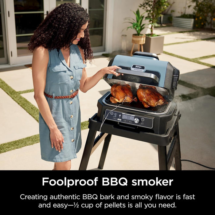 OG951 Woodfire Pro Connect Premium XL Outdoor Grill & Smoker, Bluetooth, App Enabled, 7-In-1 Master Grill, BBQ Smoker, Outdoor Air Fryer, Woodfire Technology, 2 Built-In Thermometers, Black