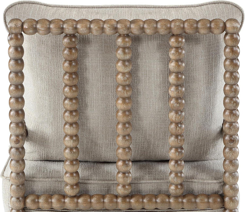 Linen Fabric Spindle Accent Chairs Set of 2,Spool Chairs with High Resilience Spring Cushion and Armrest Pads, Leisure Armchair for Living Room Bedroom Farmhouse Home Office Belcony