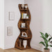 Corner Shelf, Rustic 5-Tier Wall Corner Bookshelf, Stylish Corner Small Bookcase Storage Rack Plant Stand with Unique Shape for Living Room, Home Office (1PC, Brown)