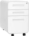 White Filing Cabinet with Lock & Wheels