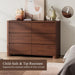 Walnut Dresser for Bedroom with 6 Drawers, 47" W Modern Chest of Drawers with Unique Thickened Foot, Rounded Corner Design, Wooden Dresser Organizer for Bedroom, Living Room, Hallway