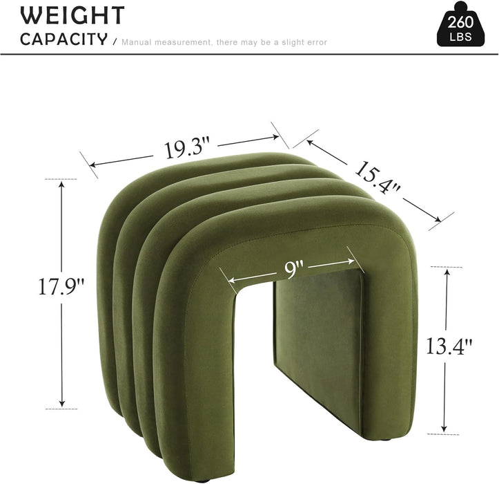 Multi-Functional Ottoman Stool, Footrest for Couch, Modern Vanity Stool for Make-Up Room, Living Room and Entryway, Small Cute Footstool (Olive Green Velvet)