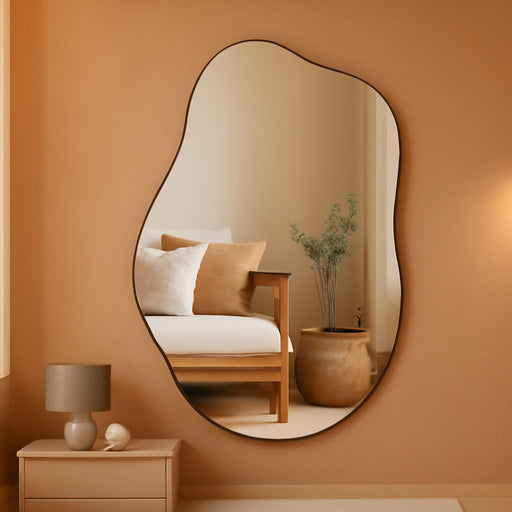 Irregular Cloud Pebble Wall Mirror 19.7X33.5 Inch Asymmetrical Frameless Aesthetic Decor Mirror Luxury Vanity Mirror for Living Room Bedroom Bathroom Entryway Passageway (Cloud)