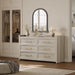 6 Drawer Dresser for Bedroom-56.4" Extra-Wide Wooden Chest of Drawers with Large Storage, Long Dresser TV Stand with Drawers, Farmhouse Closet Dressers for Nursery Living Room, Grey White Oak