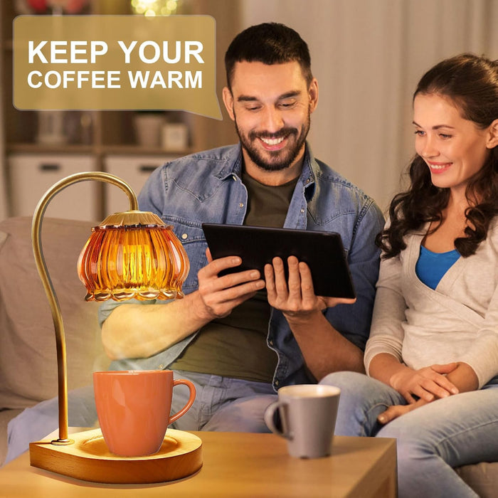 Candle Warmer Lamp with Timer, Dimmable Electric Candle Warmer Melter, Fragrance Candle Holders for Home Decoration Gift for Women, Dark-Orange