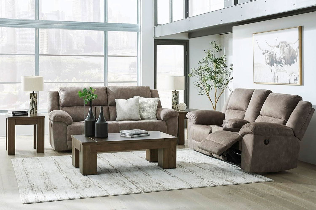 Laresview Contemporary Faux Leather Manual 2 Seat Reclining Sofa, Gray