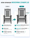 Outdoor Rocking Chair Set of 2, Oversized Patio Rocking Chair, Gray