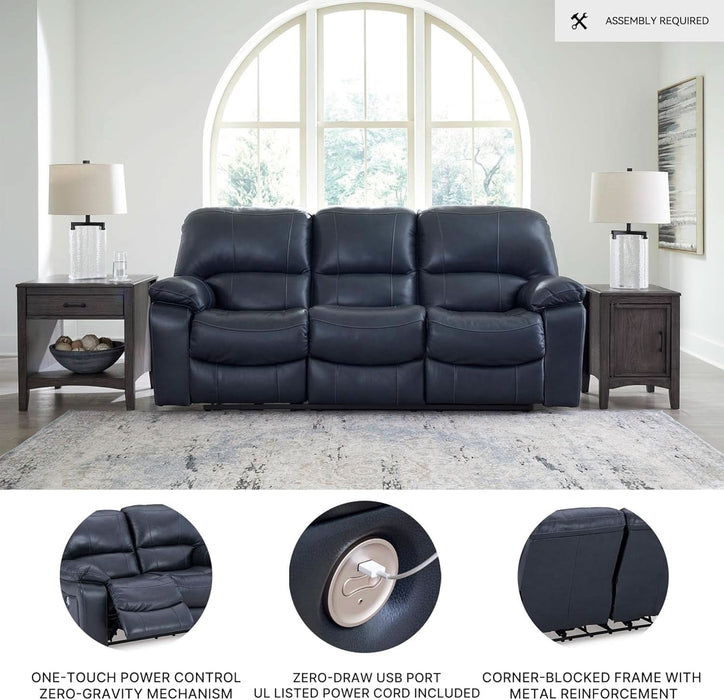 Leesworth Modern Power Reclining Sofa with USB Charging Ports, Blue