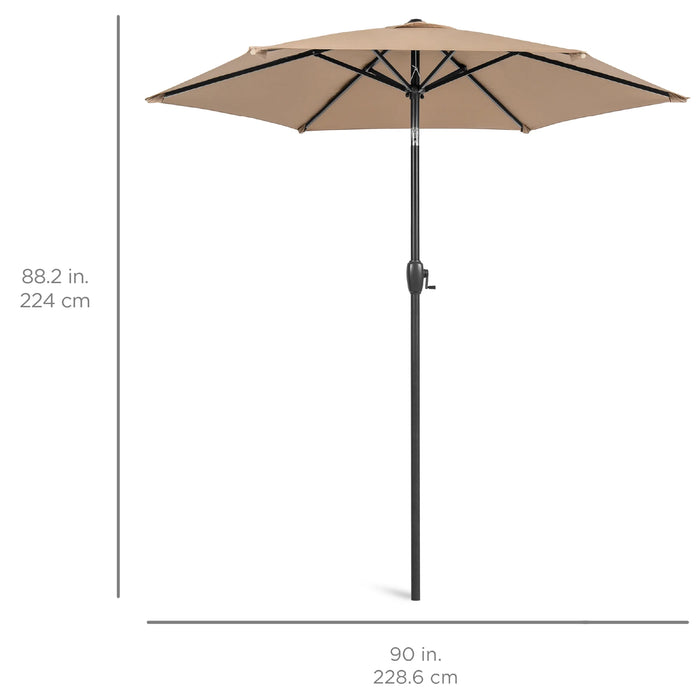 7.5Ft Heavy-Duty Outdoor Market Patio Umbrella W/ Push Button Tilt, Easy Crank, Tan