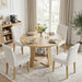 Dining Table, 43"-59" Extendable round Table with Storage, Natural