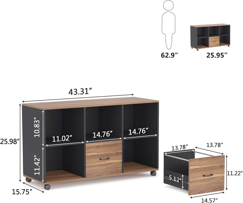 FortyThreeInch Lateral Filing Cabinet With Locking Wheels