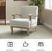 Ivory Upholstered Mid-Century Armchair With Wooden Legs