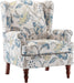 Blue Floral Upholstered Accent Armchair Living Room