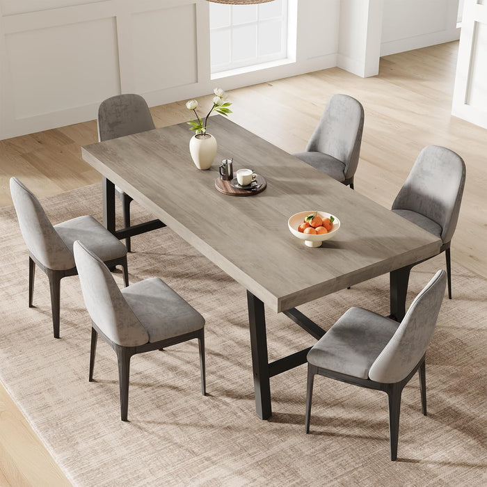 71" Industrial Dining Table, Rectangular Kitchen Table, Grey