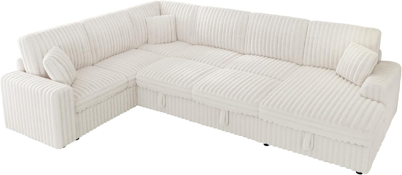 OneHundredThirtyInch Sleeper Sofa With White Faux Fur