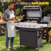 4-Burner Propane Gas Grill with Side Burner, Portable BBQ Grills with Oil Tray and Built-In Thermometer for Outdoor Barbecue, Camping, Patio, Backyard, 49,000 BTU