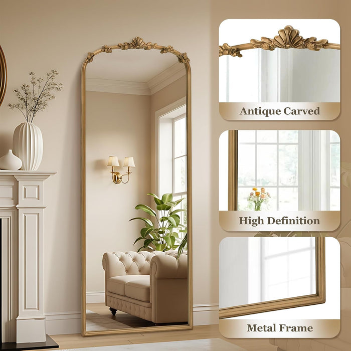 Full Length Gold Mirror: 21''X56'' Baroque Floor Long Body Mirror